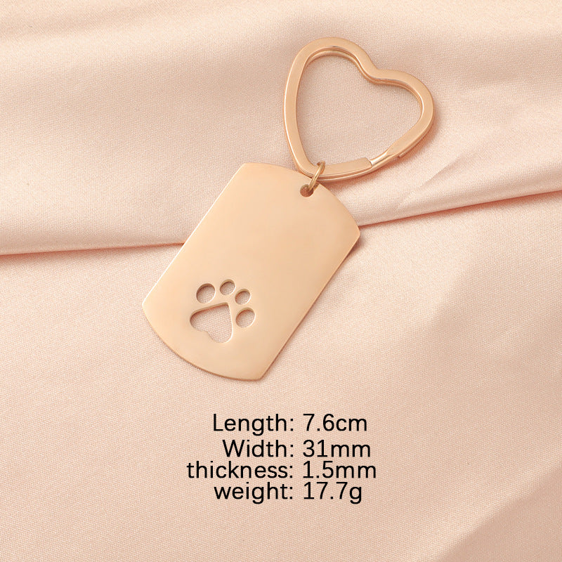 Wholesale Stainless Steel Hollow Dog Paw Keychain